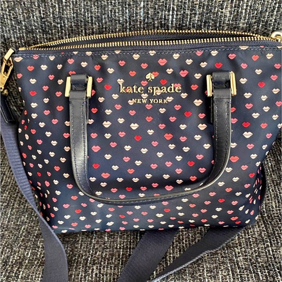 kate spade Heart Pattern Shoulder Bag - Black and Red - Picture 1 of 4